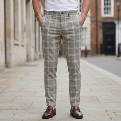 MELBOURNE SLIM-FIT CHECKED TROUSERS